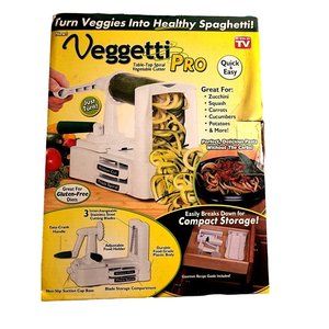 NIB Veggetti Pro Table Top Spiral Slicer Cut Vegetable Cutter White